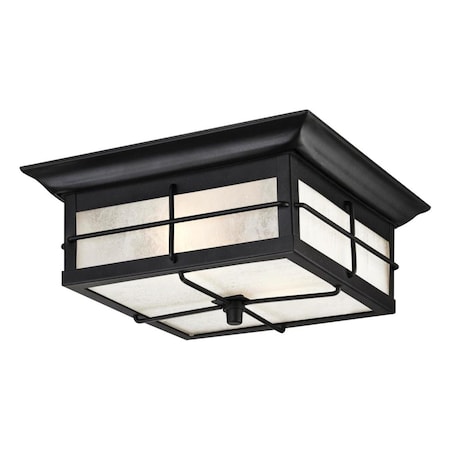 Westinghouse Two-Light Outdoor Flush Fixture Orwell Textured Black Steel Frstd Gls 6204800